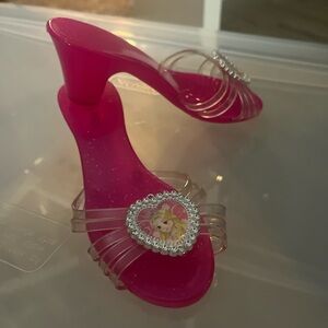 Girls' Pink Jelly Slip-On Sandals with Heart Gem size 3 years old